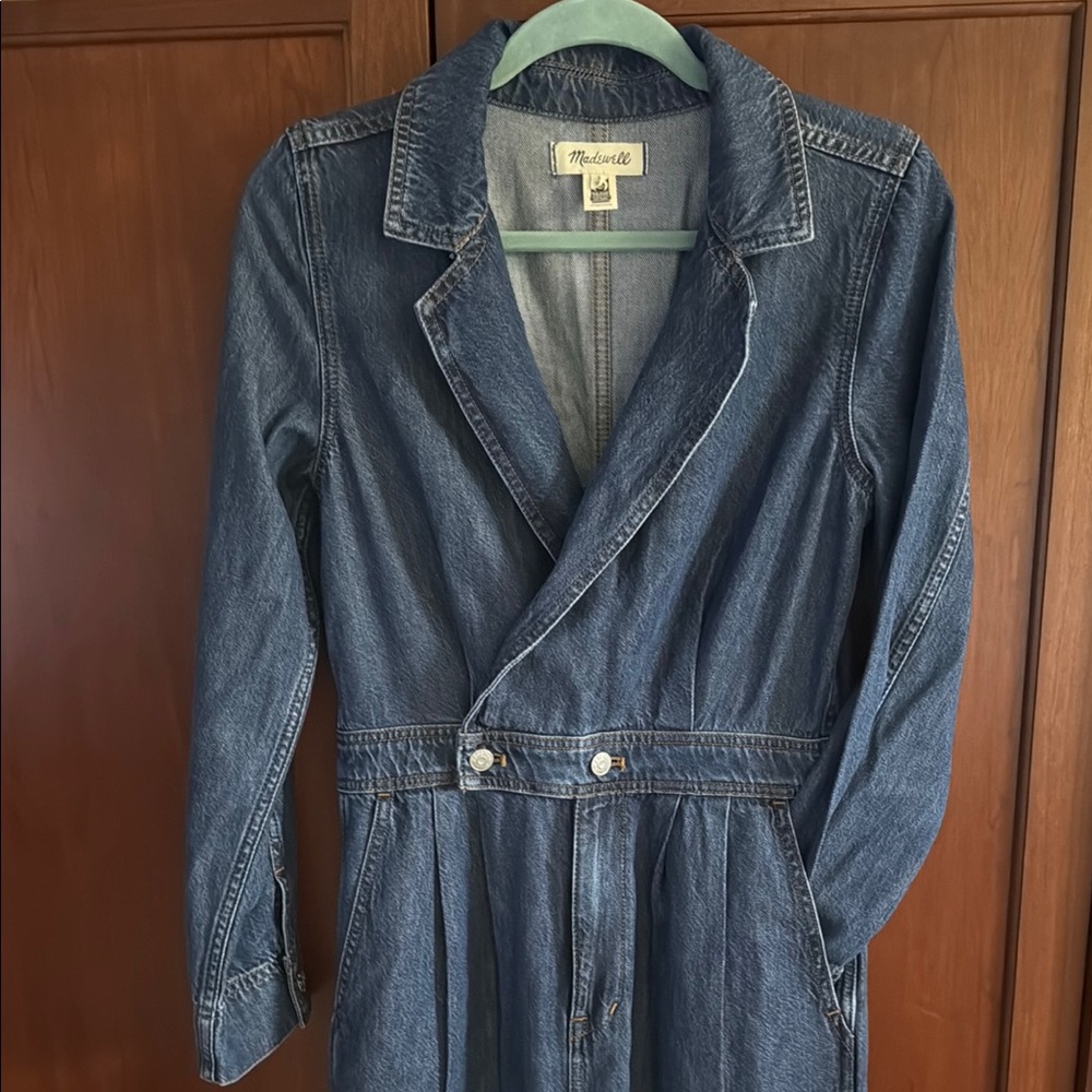 Madewell Dark Blue Denim Wide-Leg Jumpsuit